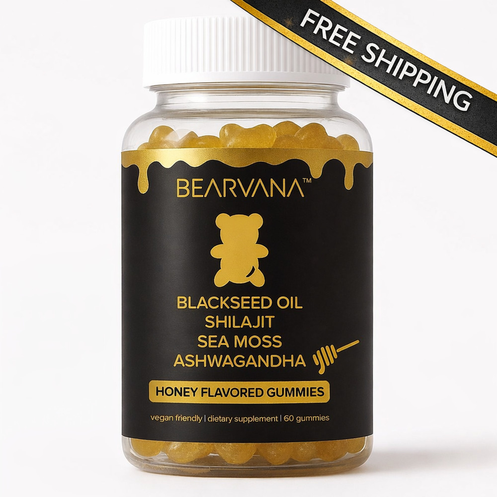 Bearvana Black Seed Oil Shilajit Sea Moss Ashwagandha Gummies 60 Ct Vegan
